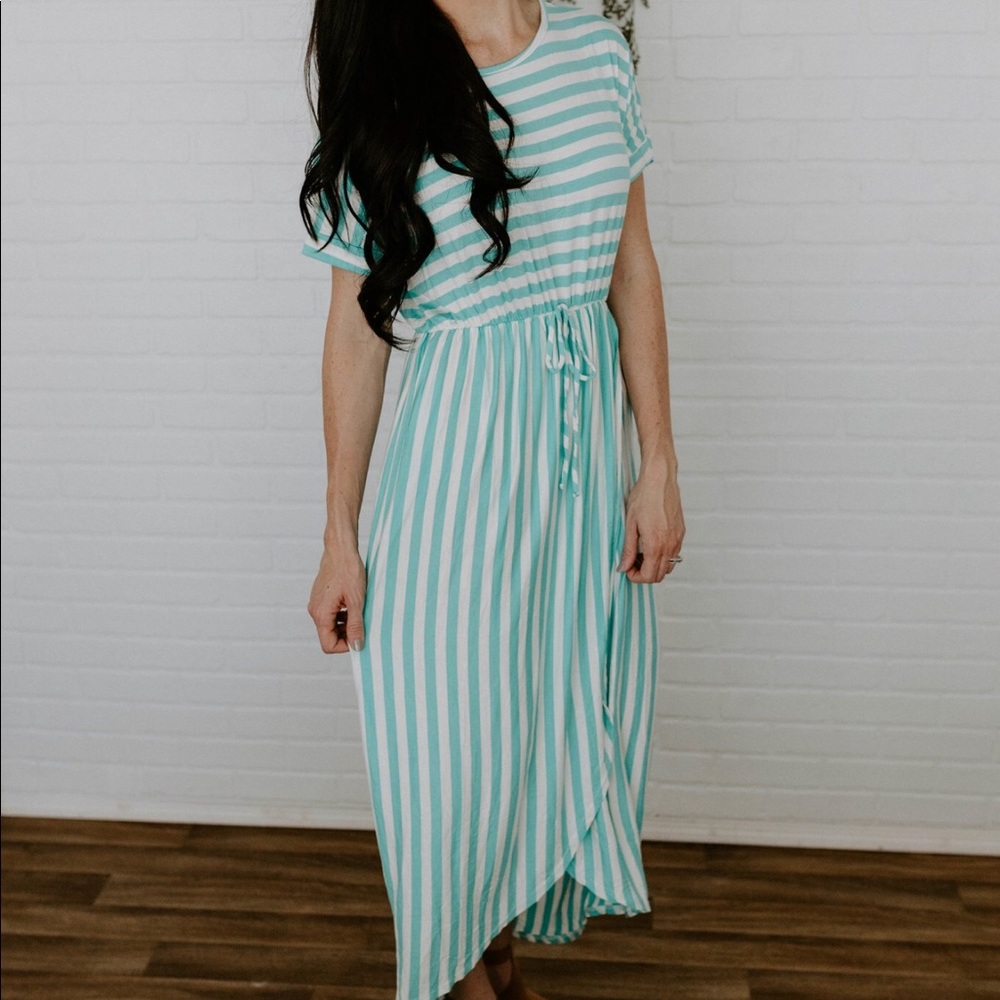 Stripe Wrap Dress - Mint